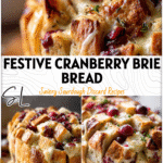 Golden pull-apart sourdough loaf filled with melting brie and cranberries, perfect Christmas cheese bread.